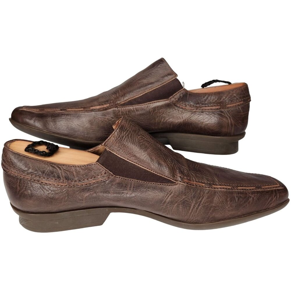 Cesare Paciotti Italy Dress Shoes Men size 9-9.5 Brown Leather Square-toe Loafer - Picture 6 of 9